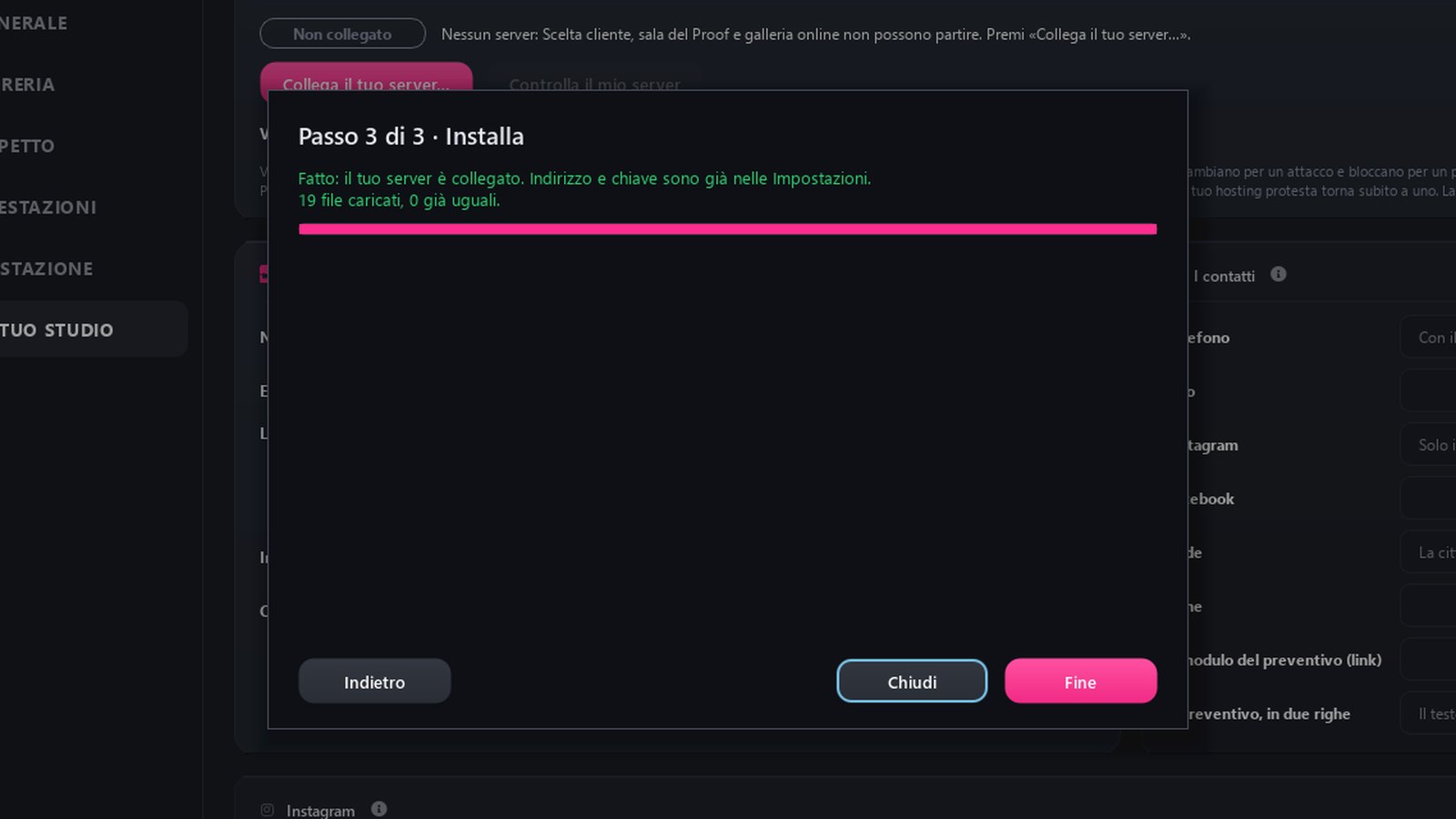 Connect your server: Composer's three-step guided window