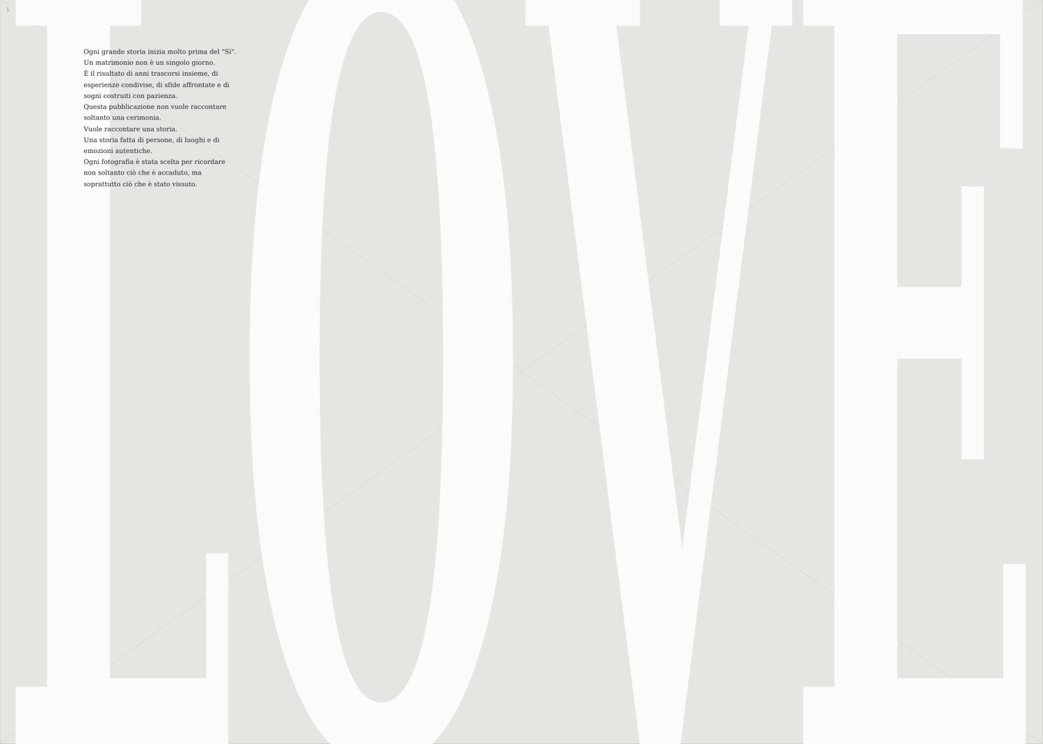 Editorial spread of Wedding Magazine by Composer with the word LOVE and text